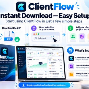 Freelance Client Tracker and CRM | Offline HTML Dashboard for Clients, Projects & Follow-Ups