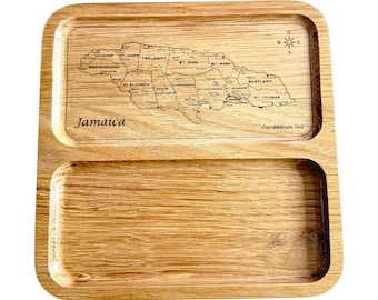 HOLDALL /MOBILE Phone/ Key TRAY with Jamaica Map engraved