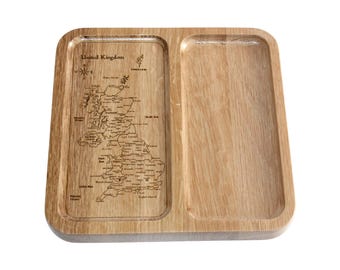 HOLDALL /MOBILE Phone/ Key TRAY with Uk Map engraved