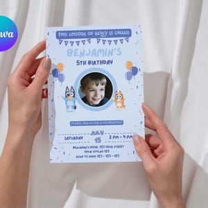 Bluey Editable Birthday, Add Your Own Photo, Invitation, Digital Birthday Party Invitation, Digital Bday Party Invite, Bluey Birthday Party
