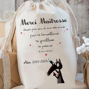 Bolsa de mano y estuche, kit de supervivencia personalizado, regalo para maestro lobo, regalo para niñera, regalo para atsem, bolso de playa para súper maestro, regalo de vacaciones para Navidad.