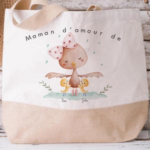 Personalized mother hen tote bag / super granny tote bag with red heart / granny tote bag / granny bag / granny Christmas gift / Grandmother&#39;s Day / Mother&#39;s Day