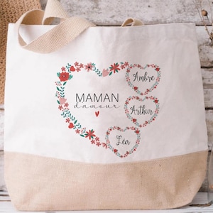 Personalized mom tote bag/red heart mom tote bag/granny tote bag/granny bag/granny Christmas gift/granny&#39;s day/mother&#39;s day