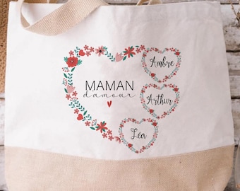 Personalized mom tote bag/red heart mom tote bag/granny tote bag/granny bag/granny Christmas gift/granny's day/mother's day