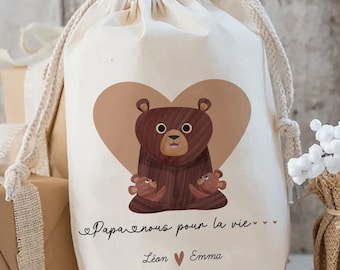 kit de survie futur papa pochon sac beige personnalisé cadeau de naissance pour papa kit survie maternité