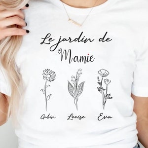 t-shirt personnalisé/ le jardin de mamie /cadeau fête grands mères /fête des mamie /cadeau noël mamie/ cadeau anniversaire mamie