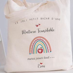 tote bag personnalisé maîtresse/nounou/cabas merci maitresse/cabas terracotta maitresse/cadeau atsem/cadeau noël nounou