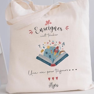 tote bag personnalisé enseigner c'est changer une vie cadeau maitresse cadeau nounou cadeau atsem super maitresse super maitresse