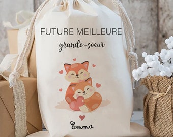 pochon sac renard kit personnalisé  future grande sœur maternité annonce grossesse