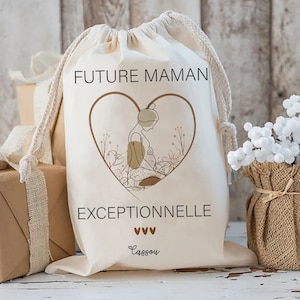 mom-to-be survival kit pouch beige bag in cotton canvas personalized birth gift for mom