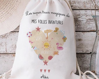 bolsa de playa de mochila para niños personalizada/bolsa de playa con nombre/bolsa personalizada/bolsa de playa para niños/bolsa de vacaciones personalizada para niños