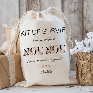 personalized Nanny survival kit/Wonderful Nanny heart tote/nanny bag Christmas nanny gift Nanny Day Christmas