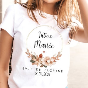 t-shirt EVJF 100% coton bio personnalisé future mariée t-shirt team mariée tote bag sac team mariée EVJF couronne de fleurs image 1