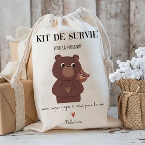 kit de survie futur papa pochon sac personnalisé cadeau de naissance pour papa pochon personnalisé sac naissance bonne fête papa