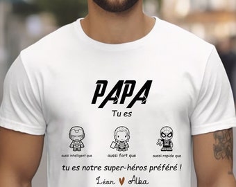 T-shirt personnalisé /super-héros/ papa /cadeaux papy/fête des papi/fête des grands-pères/cadeau papa/ super papa/fête des pères