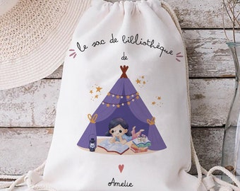 mochila infantil personalizada para biblioteca bolsa 100% algodón / bolsa guardería con nombre / bolsa guardería personalizada / bolsa guardería infantil