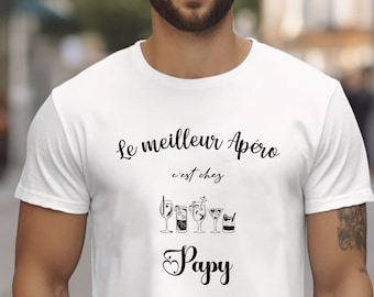 t-shirt personnalisé le meilleur apéro chez papi cadeau personnalisé papy cadeau fête des papy cadeau anniversaire papy personnalisé