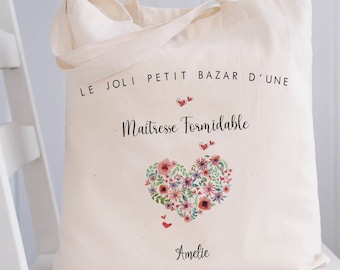 floral tote bag / personalized teacher tote bag / tote bag / customizable bag / beach bag / atsem tote bag / nanny Christmas gift survival kit