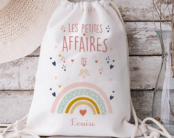 sac a dos enfant 100% coton /sac arc en ciel/sac maternelle prénom/sac maternelle personnalisé/sac crèche enfant/ les petites affaires de