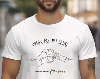 T-shirts personnalisé parrain filleul filleule Bêtise avec parrain  cadeau Baptême Cadeau annonce parrain cadeau filleule