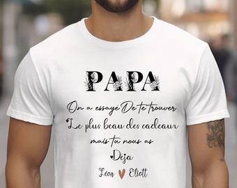 Tee-shirt personnalisé Papa avec prénoms enfants, cadeau noël papa cadeau anniversaire papa cadeau Papa fête des pères