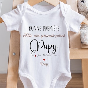 Baby Bodysuit / Happy First Grandfather&#39;s Day / Personalized Bodysuit with First Name / Grandfather&#39;s Day Gift / Personalized Baby Bodysuit / Grandpa