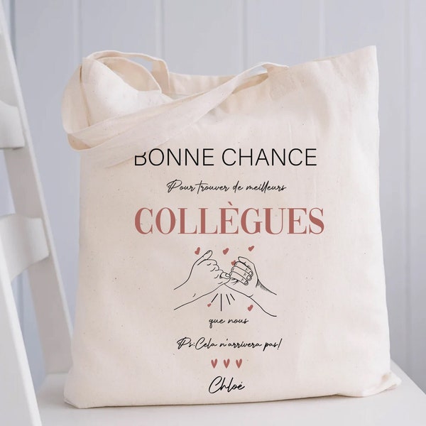 Tote bag personnalisé Collègue de Travail Le Hasard a fait de nous des Collègues La Chance des Amies Cadeau collègue cadeau départ retraite