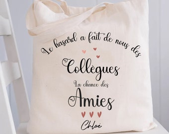 Personalized Tote Bag Work Colleague Chance made us Colleagues Luck made us Friends Colleague gift retirement gift