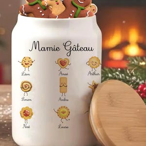 Pot à cookies mamie, Cadeau de noël personnalisé papi, idée cadeau mamie et papi, boîte à gâteaux mamie, biscuit de noël