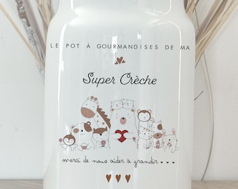Personalized cookie jar – End-of-year gift for nanny, teacher, or daycare – Ceramic jar – Christmas gift – Gift to personalize