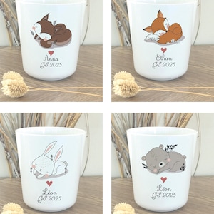 Customizable children&#39;s cup/nursery school cup/personalized first name cup/animal cup/unbreakable cup/children&#39;s glass