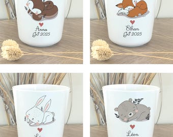 Customizable children's cup/nursery school cup/personalized first name cup/animal cup/unbreakable cup/children's glass