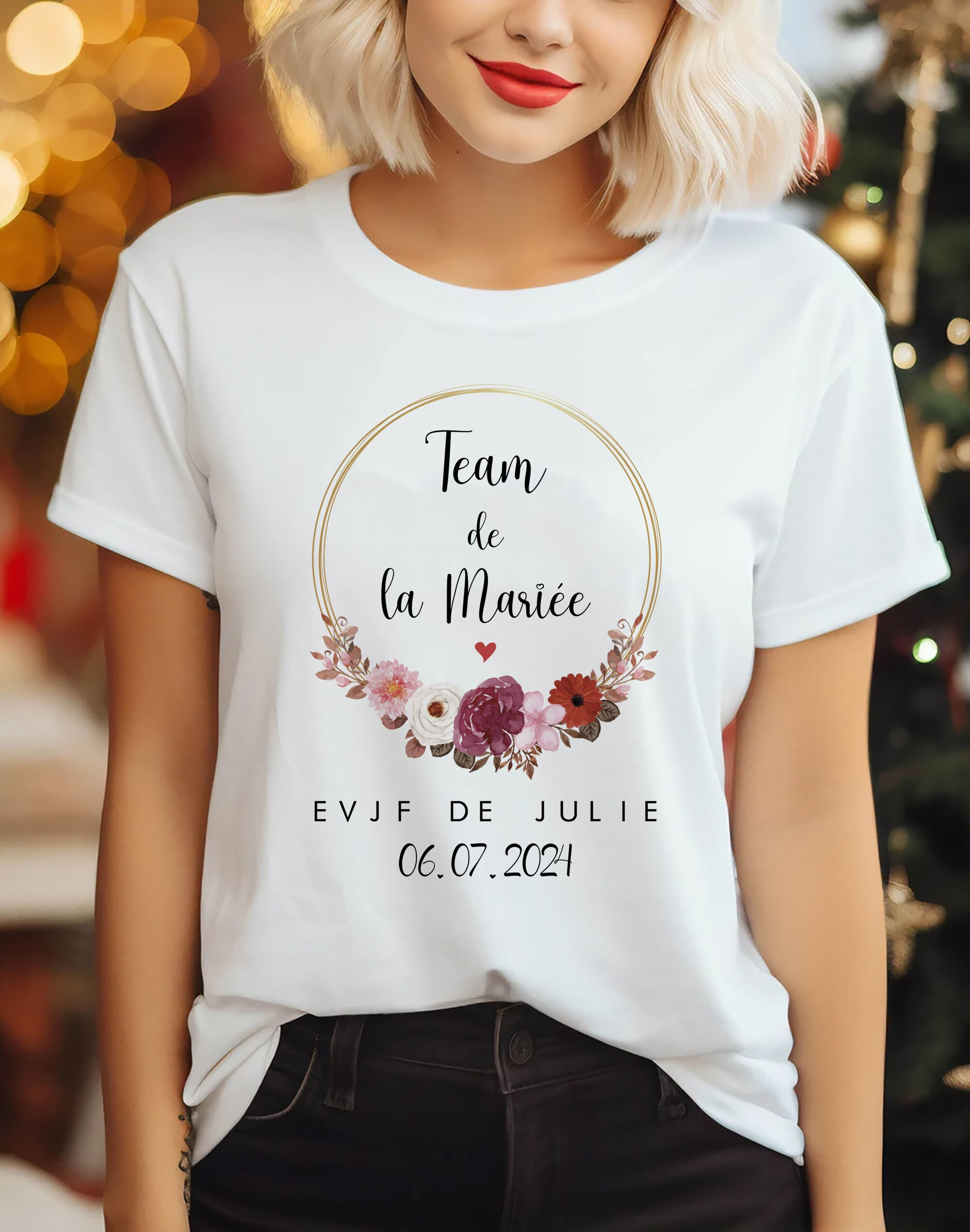 Discover EVJF Personnalisé Future Mariée Team Mariée - EVJF Couronne De Fleurs T-Shirts Familiaux Assortis