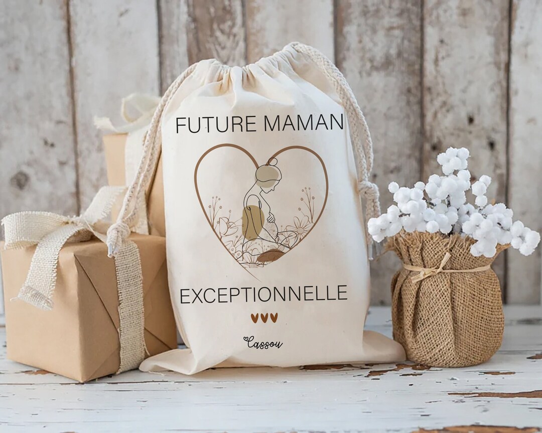 Kit de survie future maman pochon sac beige en coton canvas