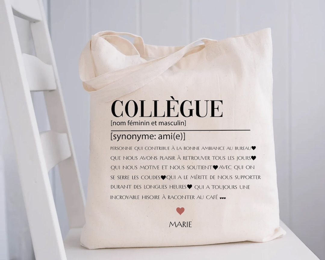 Tote bag personnalisé Collègue de Travail Cadeau collègue cadeau départ