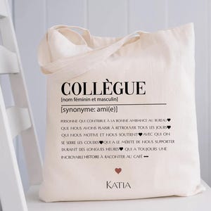 Tote bag personnalisé Collègue de Travail Cadeau collègue cadeau départ retraite