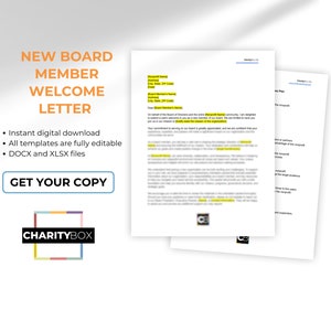 New Board Member Welcome Letter