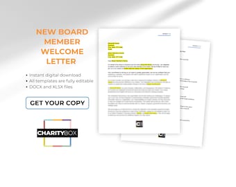 BOARD MEMBER WELCOME Letter Template - Board of Directors, New Board ...