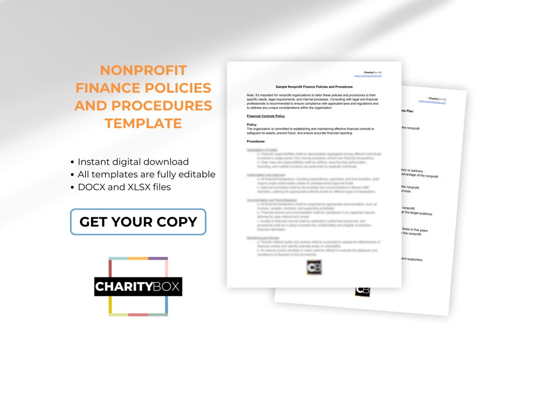 Nonprofit Finance Policies and Procedures Template Etsy