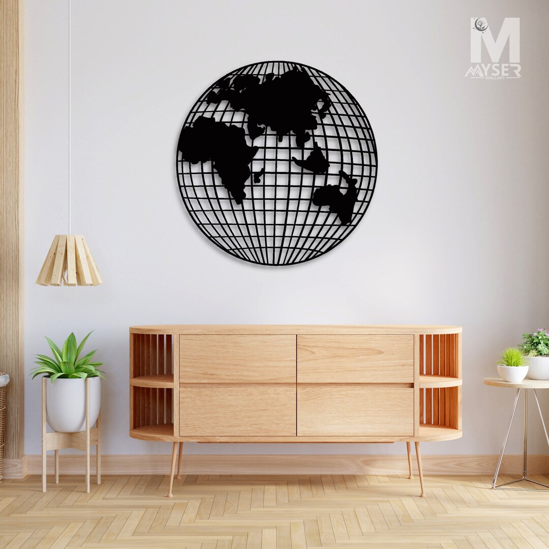 Large World Metal Wall Art World Modern Wall Art Oversized Etsy