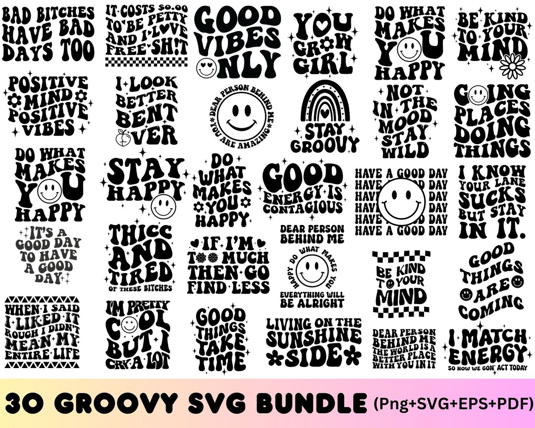 Groovy Svg Bundle Hippie Svg Inspirational Svg Retro Svg - Etsy
