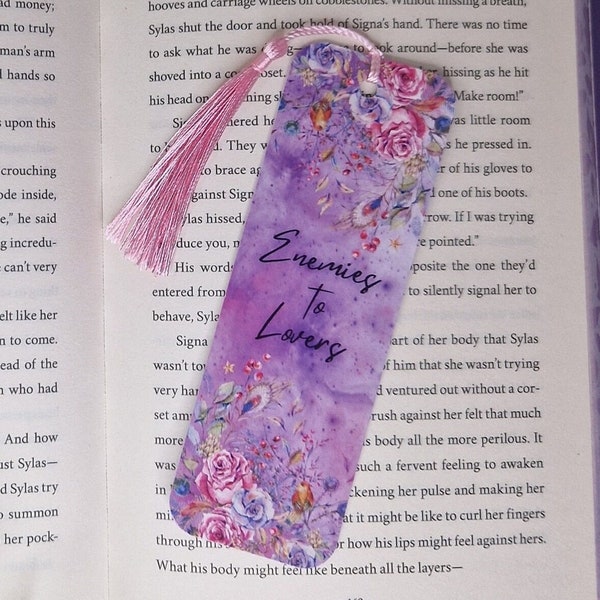 Enemies to lovers trope bookish bookmark| Romance book accessory |Floral reading tracker