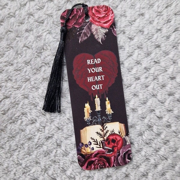 Read your heart out bookish bookmark| Gothic style page saver| Fantasy reading accessory