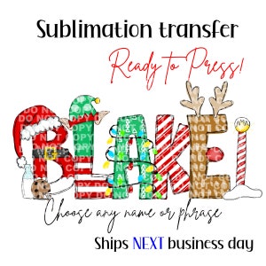 Christmas Name Sublimation Transfer
