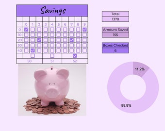 52 封筒貯金チャレンジ。デジタル ダウンロード、Google スプレッドシート、Excel、デジタル予算、お金の貯金チャレンジ、予算、貯金トラッカー