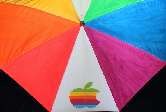 Vintage Apple Computer Logo Umbrella W/ Wood Handle - Etsy