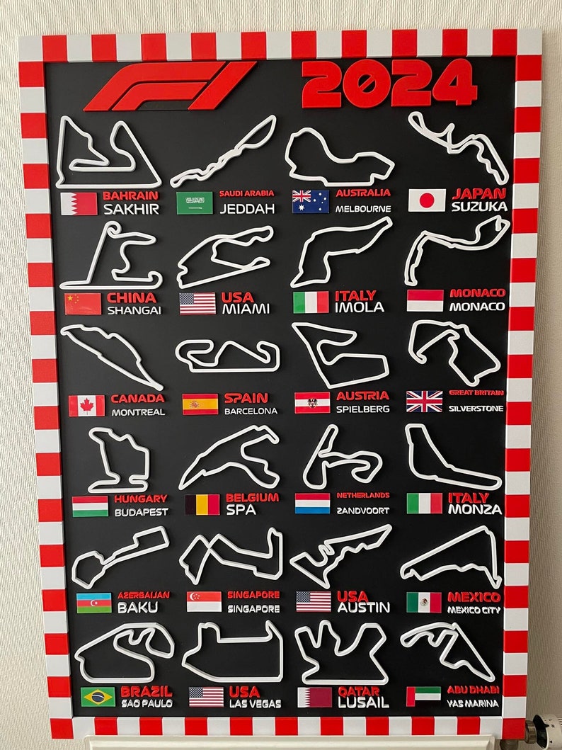 F1 Calendar 2024 3D Etsy