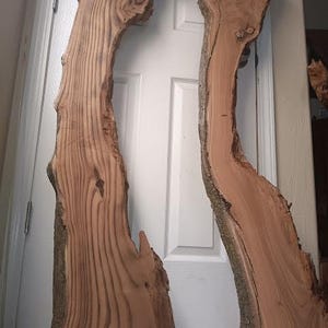 Pair of Gorgeous Russian olive wood live cut slabs