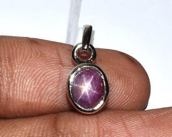 100% Natural star ruby sterling silver pendant Minimalist