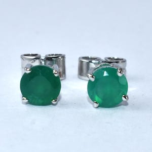 Prefeito Prong Stud Redondo verde onex brinco pedra preciosa Doce Simples Leve